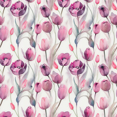 pink tulips seamless pattern