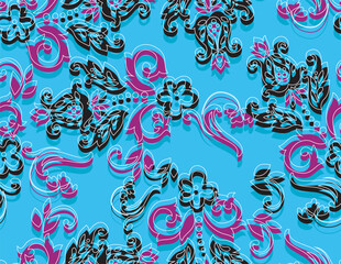 seamless pattern on autumn theme. Trendy print with cute embroidery of flowers and leaves