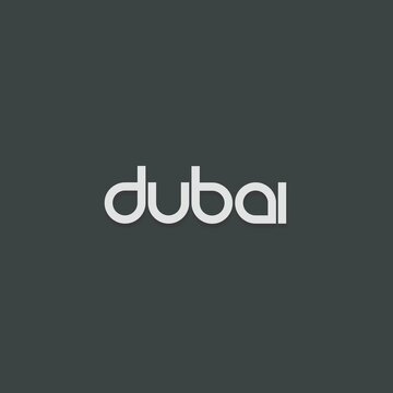 Dubai typography on a gray background. Typography poster. 
