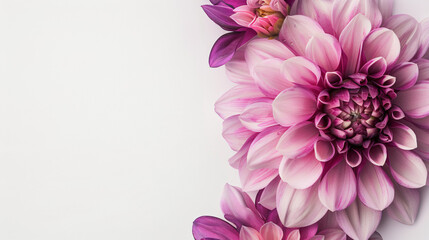 Blooming pink purple flower with copy space