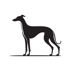 Elegant Grace: Vector Greyhound Silhouette - Capturing the Majestic Beauty and Graceful Form of this Iconic Canine Breed.