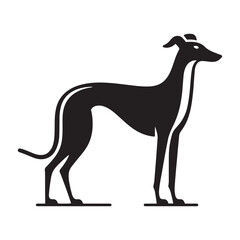 Elegant Grace: Vector Greyhound Silhouette - Capturing the Majestic Beauty and Graceful Form of this Iconic Canine Breed.