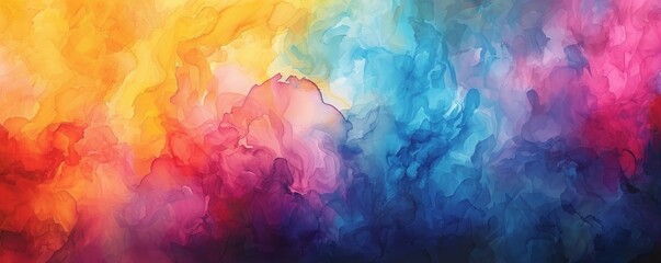Abstract art colorful multicolored watercolor rainbow pigment painting background illustration texture. Generative AI