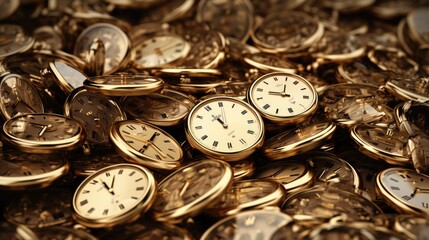 Gold watches, clock abstract background