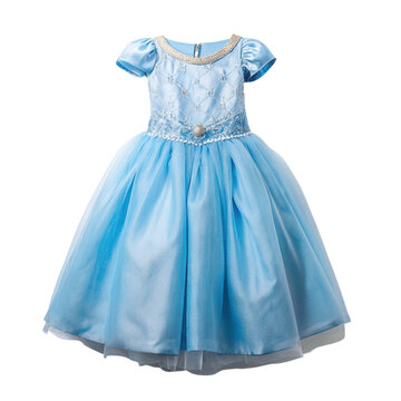 Blue dress for children isolated on Transparent background.