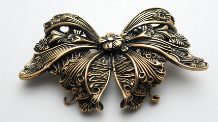 Bow design ornate brooch vintage jewelry accesso