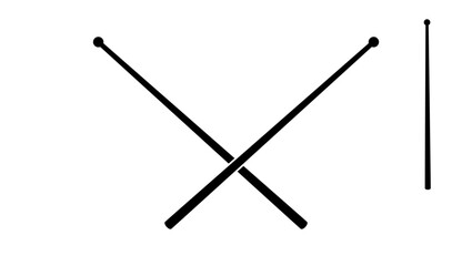 Percussion mallets, black isolated silhouette