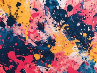 Dynamic Splatter of Colorful Paint on Abstract Canvas