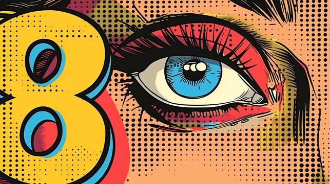 Striking Pop Art Gaze in Bold Yellow and Blue Tones, Women's Day