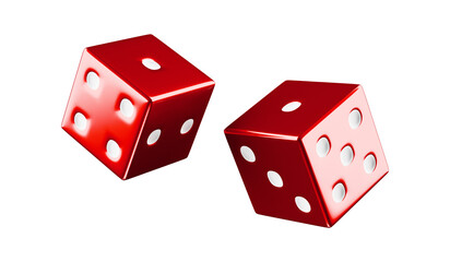 red casino dice on transparent background