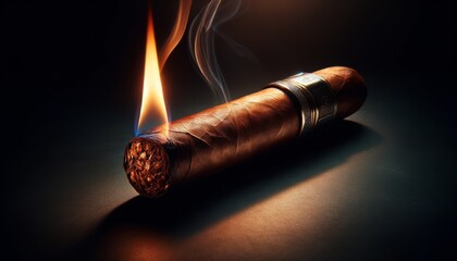 Igniting Luxury A Fine Cigar Amidst Flames