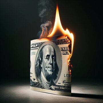 Hundred Dollar Bill Ablaze: A Striking Commentary on Financial Erosion