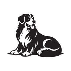 Bernese Mountain Dog Silhouette: A Majestic Tribute to the Strength, Loyalty, and Beauty of this Beloved Canine Companion. Vector Bernese Mountain Dog Silhouette.