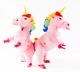 Pink unicorn inflatable costumes for adults © GALDRIC