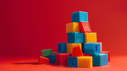 Buildable colored plastic blocks to play build a