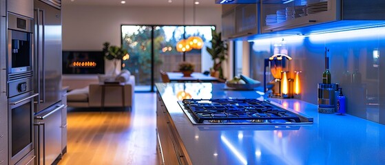 Sleek Modern Kitchen with Energy-Saving LED Lights

