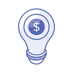 Dollar inside bulb depicting innovative idea, financial idea icon design