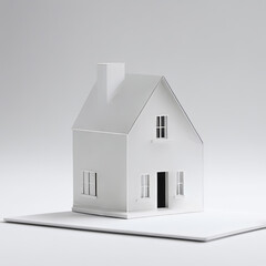 Architectural Excellence: 3D Model House Against Solid Color Background