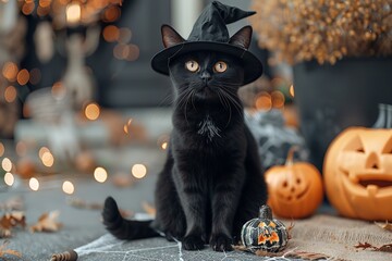 Halloween Classic: Black Cat and Witch's Hat Collage

