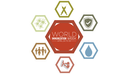 World Immunization week observed every year in April.Template for background, banner, card, poster with text inscription.