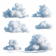 3d render, set of abstract fluffy clouds isolated on transparent background, cumulus clip art collection, Generative AI
