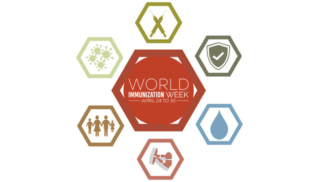 World Immunization week observed every year in April.Template for background, banner, card, poster with text inscription.