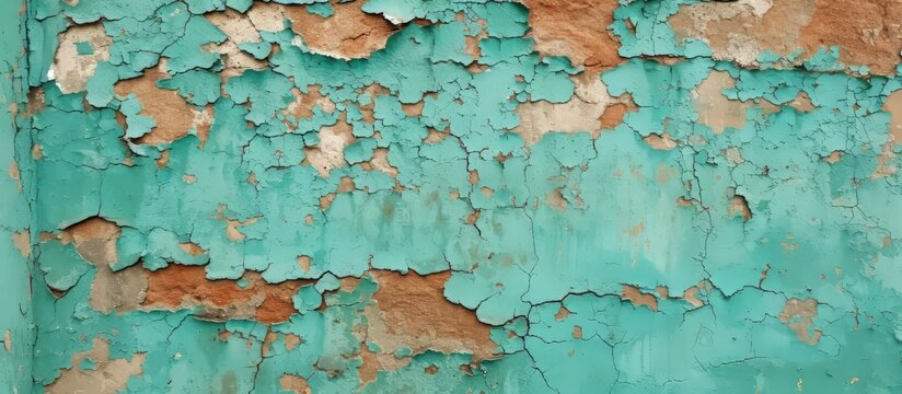 Weathered Green Wall with Peeling Paint and Rustic Charm, Urban Decay Background