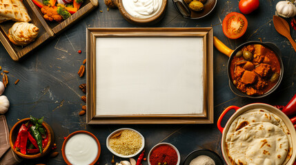 Nonveg dish background with white board in the middle