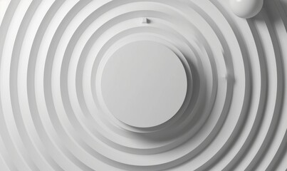 3d render, abstract white geometric background, minimal round frame flat lay, deck of blank cards, Generative AI