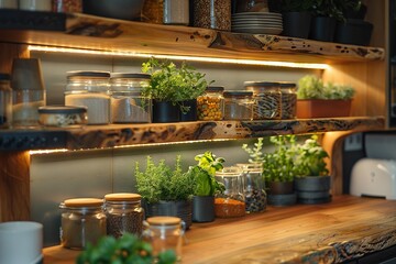 Eco-Conscious Kitchen Design with Natural Vibe

 - obrazy, fototapety, plakaty
