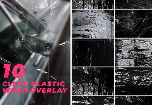 10 Clear Plastic Wrap Overlay. Poster Design Elements