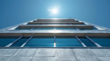 Obraz premium Zero-Energy Building with Photovoltaic Glass Panels