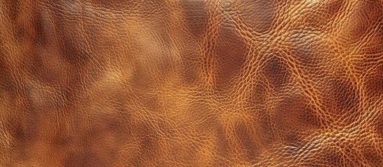 A detailed close-up of a fawn-colored leather texture resembling the fur of a terrestrial animal. The intricate pattern shows circles and eyelash-like details on the rich brown surface.