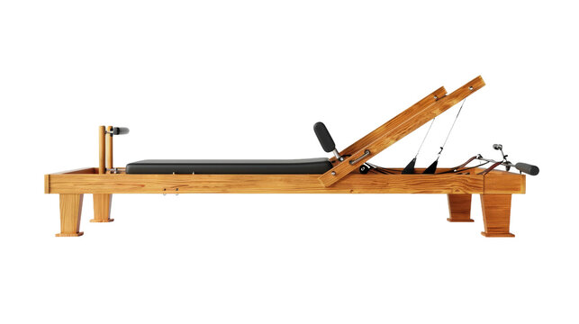 Flexibility and Strength Training with a Pilates Reformer on Transparent Background