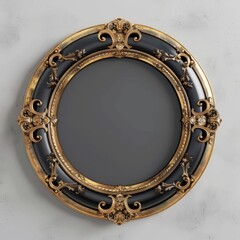Black and Gold Mirror on White Wall