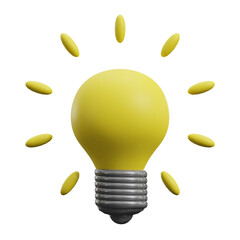 light bulb on yellow background 3d icon render