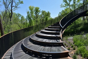 Papier Peint photo autocollant Helix Bridge Steel circular stairs leading to infinity