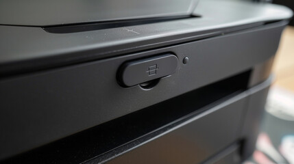 A closeup of the jam release button in case of any paper mishaps.