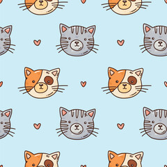 cute colorful seamless pattern with cats