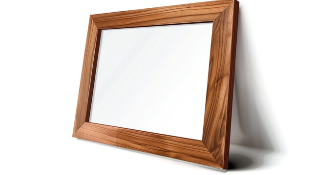 Empty photo frame with a wooden texture and a clean