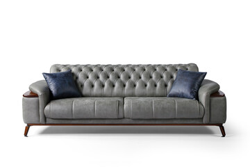 Modern comfortable furniture on white background . front view