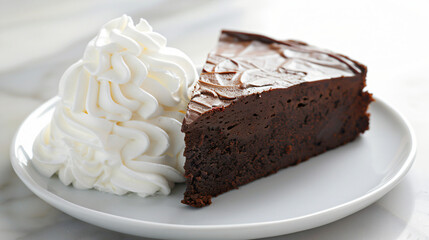 Obraz na płótnie Canvas Chocolate Brownie Cake and Whipped Cream