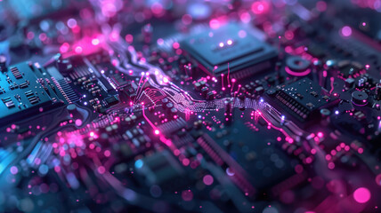  vibrant depiction of powerful micro processor. Generative AI - obrazy, fototapety, plakaty