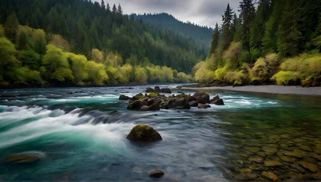 McKenzie River Oregon, tilt-shift style, ultra high definition, award winning photo
