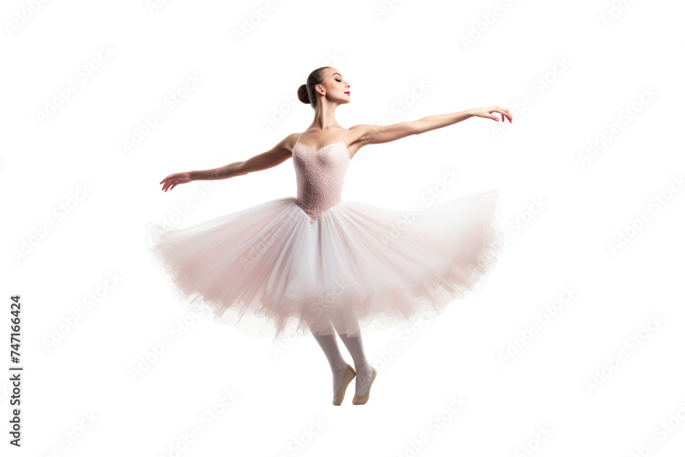 Wall mural ballerina with pose classical dance isolated on transparent and white background.png image.