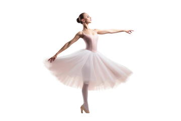 Ballerina with pose classical dance isolated on transparent and white background.PNG image.	