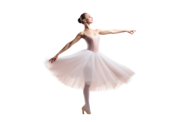 Ballerina with pose classical dance isolated on transparent and white background.PNG image.	