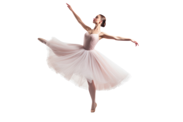 Ballerina with pose classical dance isolated on transparent and white background.PNG image.	