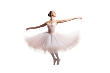 Ballerina with pose classical dance isolated on transparent and white background.PNG image.