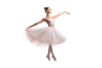 Ballerina with pose classical dance isolated on transparent and white background.PNG image.	